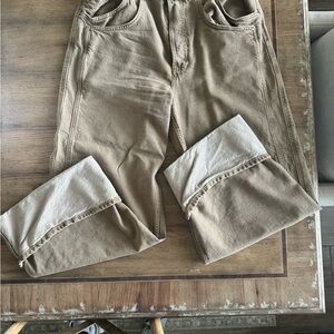 We The Free Beige Cuffed Boyfriend Pants